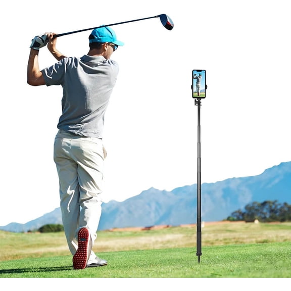 Golf Tripod Monopod, Selfie Stick for Golf Swing Training & Recording | with Spike, Tripod, Phone Holder, Screw, Carry Bag | Compatible with iPhones, Android & Cameras