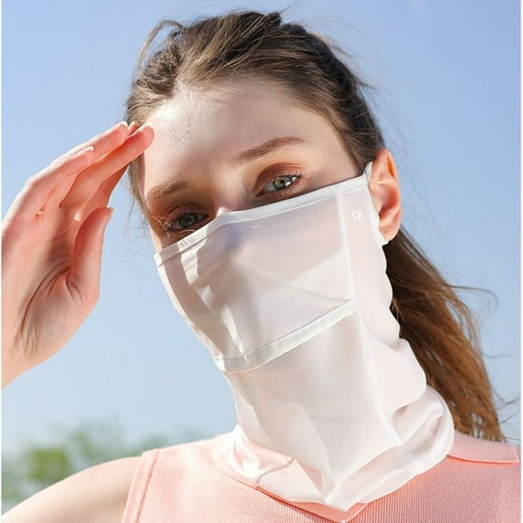 Golf Uv Protect Fishing Riding Neckline Mask Ice Silk Bib Face Scarf Face Mask WHITE