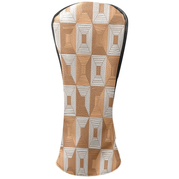 Golf Club Head Cover Waterproof Leather Golf Accessories HeadCovers Set Driver Headcover for Women Men Square Mosaic Texture