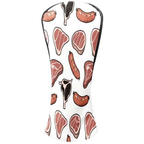 Golf Club Head Cover Waterproof Leather Golf Accessories HeadCovers Set Driver Headcover for Women Men Butcher Shop Prin