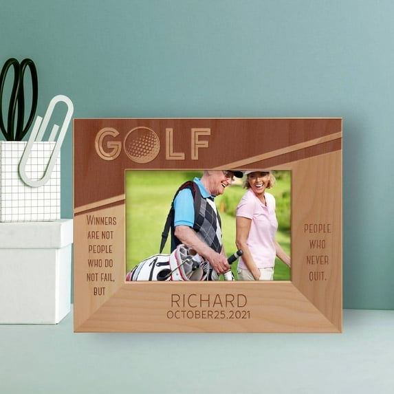 Golf Winners Are Not People Who Do Not Fail Personalized Wooden Frame-5" x 3 1/2" Brown Horizontal