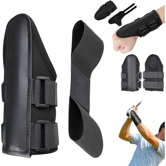 Golf Wrist Trainer Pro, Wrist Alignment Correction Aid for Beginners, Professional Swing Training Aid to Fix Flipping and Improve Ball Striking Consistency, Adjustable Neoprene Support, Black