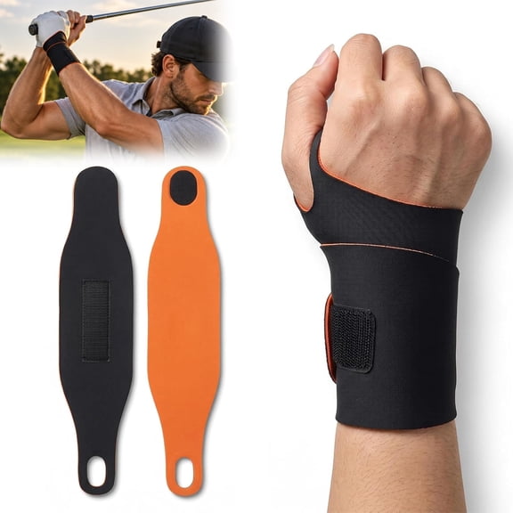 Golf Wrist Wrap, Golf Wrist Brace, Wrist Brace for Golf Swing Training, Adjustable Wrist Support Trainer for Swing Stability & Control, Black 2pc