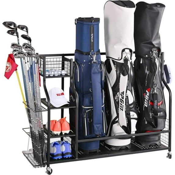 Golf bag storage 4 Golf Bag Organizer Garage Storage, Extra Large Golf Bag Storage Rack for Golf Bag, Golf Clubs and Golf Accessories, Golf Storage for Garage, Golf Clubs, Basement