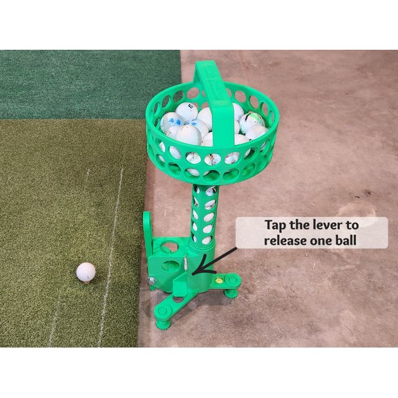Golf ball dispenser with retriever Green, golf simulator caddy, driving range tool