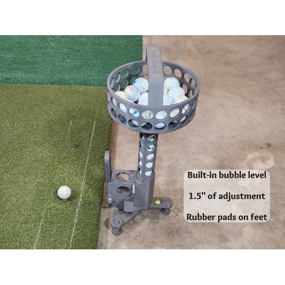 Golf ball dispenser with retriever Grey, golf simulator caddy, driving range tool