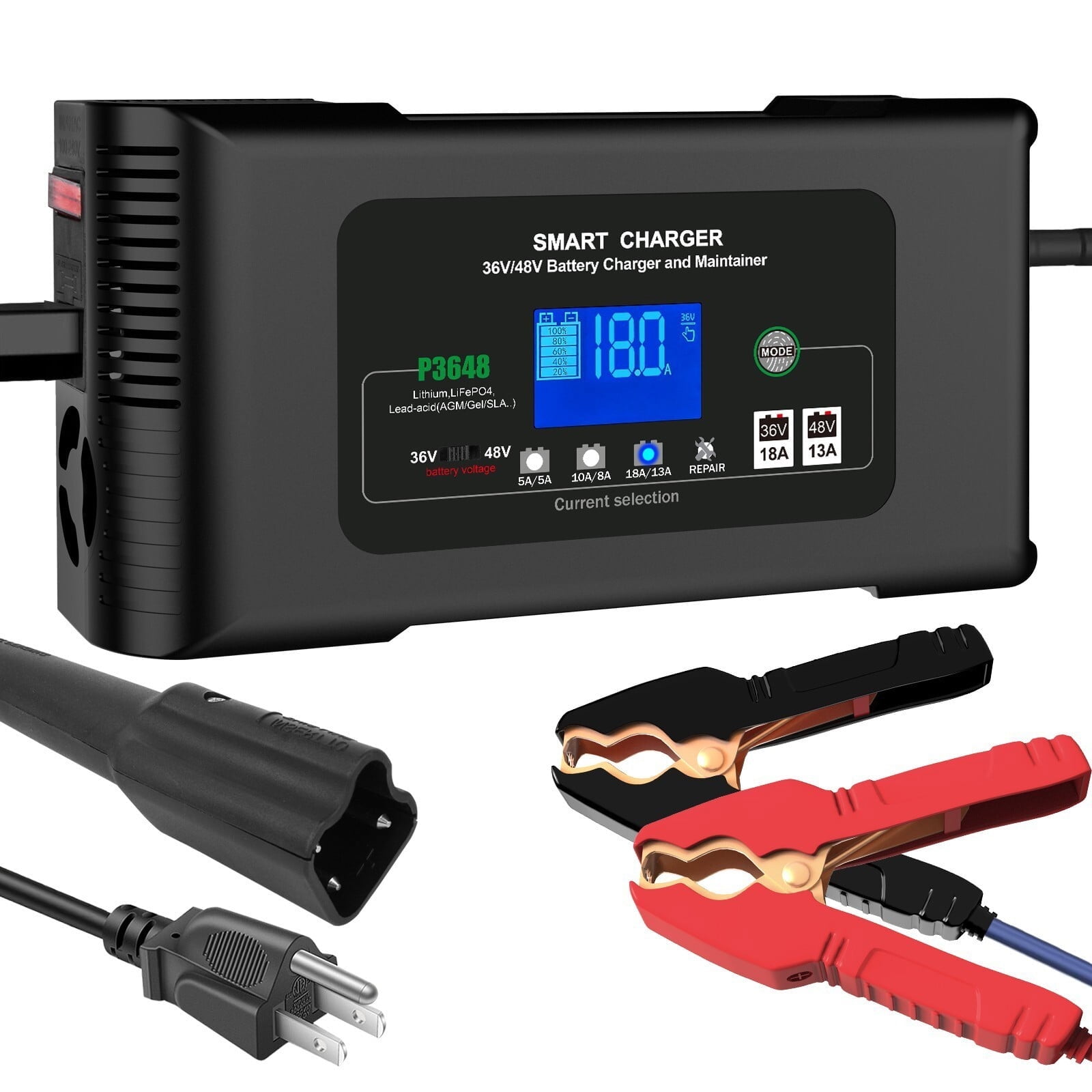 Golf cart Battery Charger, 36V 18A and 48V 13A Trickle Charger for Yamaha G29 with 3-Pin Leaf Plug