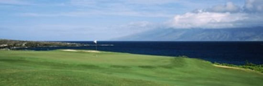 Golf course at the oceanside Kapalua Golf course Maui Hawaii USA Canvas Art - Panoramic Images (18 x 6)