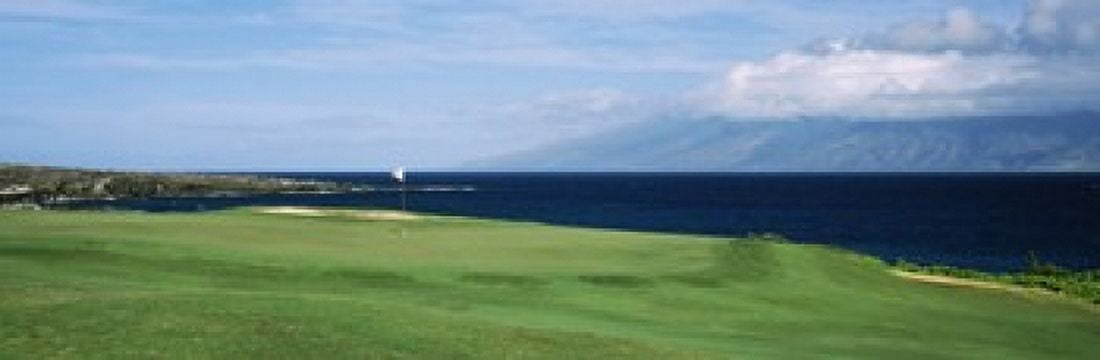 Golf course at the oceanside Kapalua Golf course Maui Hawaii USA Canvas Art - Panoramic Images (36 x 12)