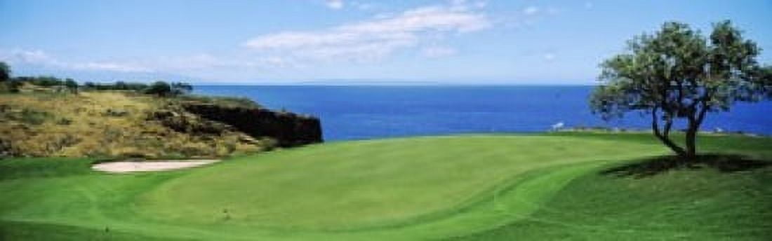 Golf course at the oceanside The Manele Golf Course Lanai City Hawaii USA Canvas Art - Panoramic Images (18 x 6)