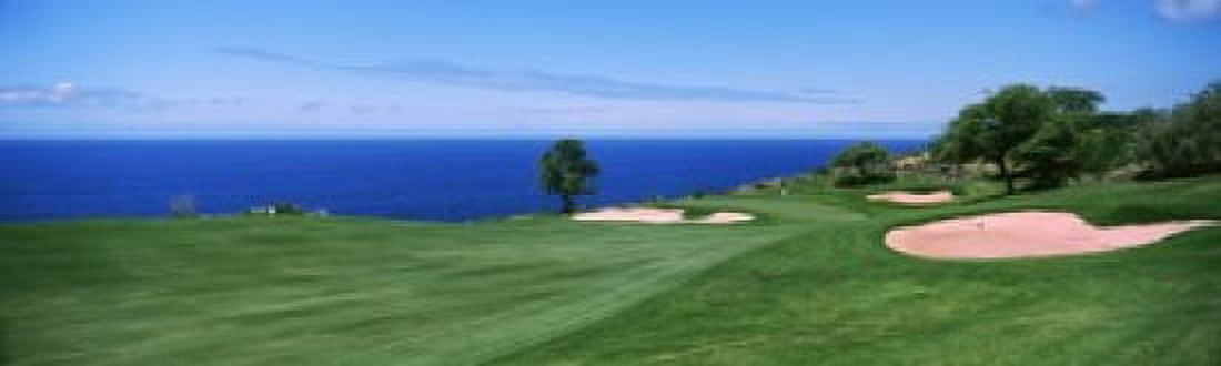Golf course at the oceanside The Manele Golf Course Lanai City Hawaii USA Canvas Art - Panoramic Images (38 x 12)