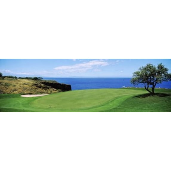 Golf course at the oceanside, The Manele Golf Course, Lanai City, Hawaii, USA Poster Print (18 x 6)