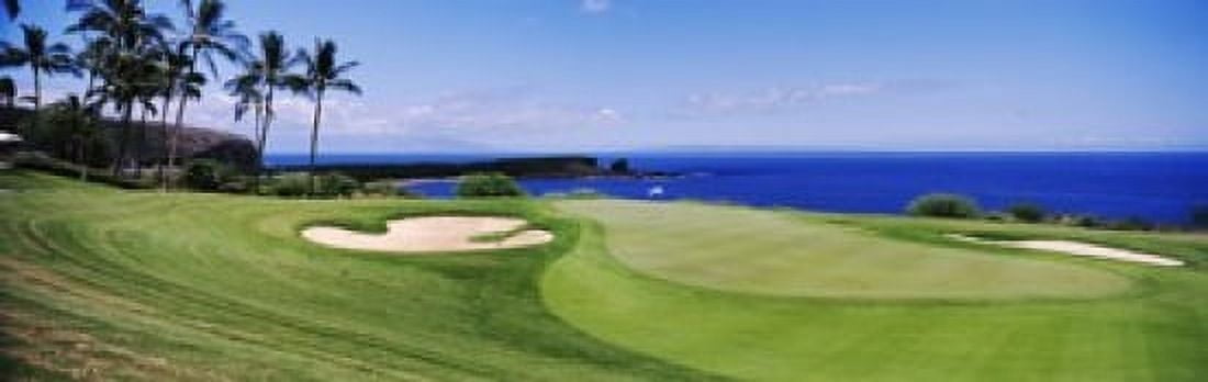 Golf course at the oceanside The Manele Golf course Lanai City Hawaii USA Canvas Art - Panoramic Images (36 x 12)