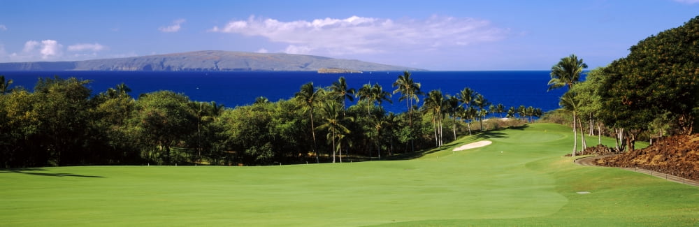 Golf course at the oceanside Wailea Golf Club Maui Hawaii USA Canvas Art - Panoramic Images (27 x 9)
