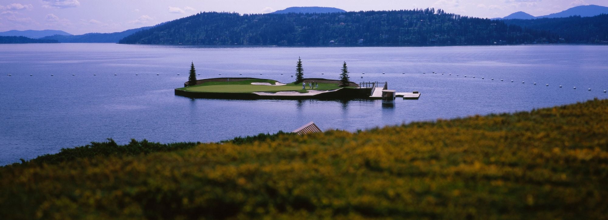 Golf course in a lake Floating Golf Green Coeur dAlene Resort Coeur dAlene Kootenai County Idaho USA Canvas Art - Panoramic Images (27 x 9)