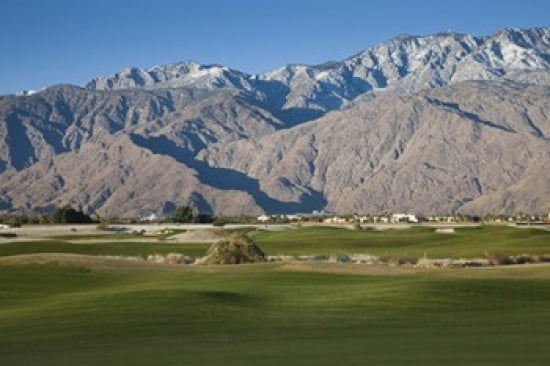 Golf course with mountain range Desert Princess Country Club Palm Springs Riverside County California USA Canvas Art - Panoramic Images (24 x 16)