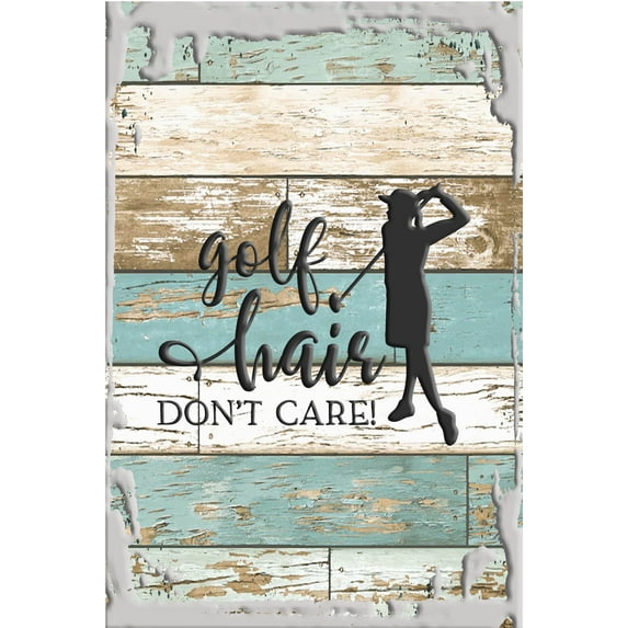 Golf hair don’t care woman girl silhouette putt club golfer White Wall Art Decor Funny Gift