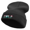 thumbnail image 1 of Golf with Ball Embroidered 12 Inch Long Knitted Beanie - Black OSFM, 1 of 5