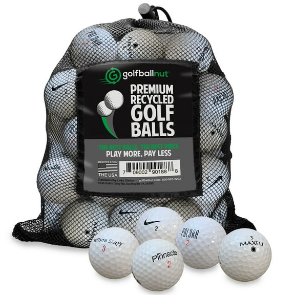 Golf Ball Nut - Recycled Golf Balls – Assorted Store Line Mix – Good Condition – 48-Pack