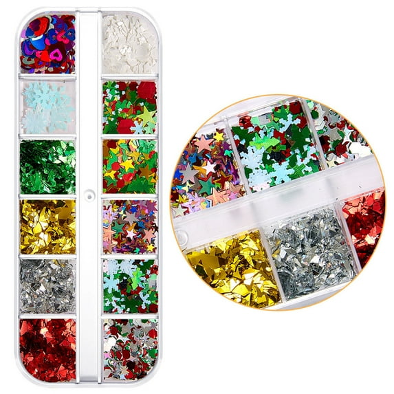 Christmas Nail Sequins Irregular Colors Nail Tips Decoration Eyes Face Body Hair Holiday Makeup DIY Craft Nail Rhinestones Nails Stuff Cat Nail Acrylic Nail Holder Nail Rest Stand Nail Stickers 3d