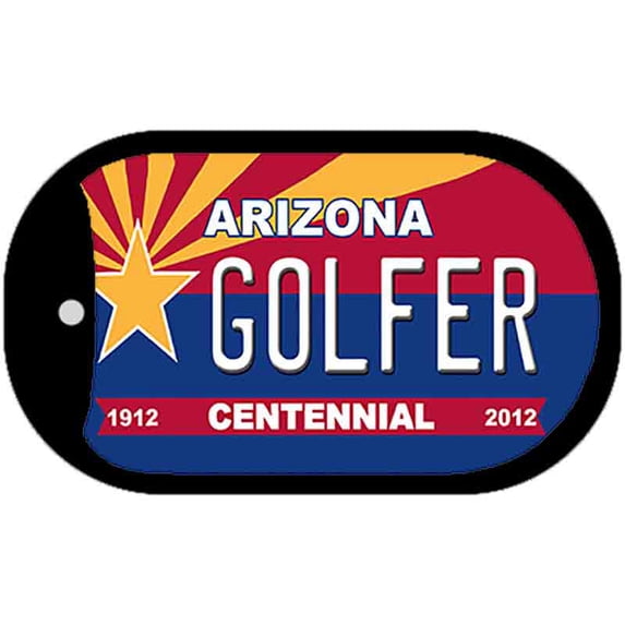 Golfer Arizona Centennial Novelty Metal Dog Tag Necklace DT-1840 2" x 1" Dog Tag (DT)
