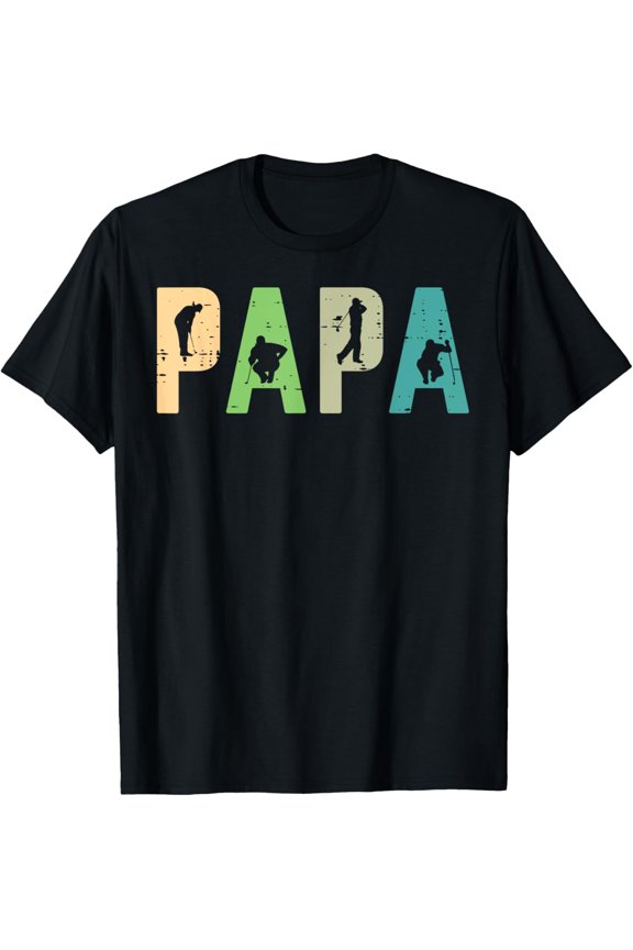 Golfer Dad T-Shirt, Papa Golf Silhouette Sport Tee, Casual Golf Apparel for Men & Daddy