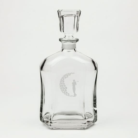 Golfer Deep Etched Crystal Whiskey Decanter