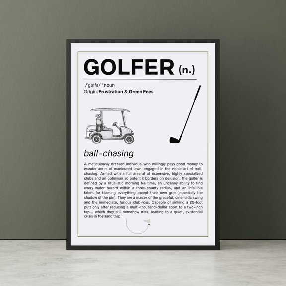 Golfer Definition Man Cave Golf Portrait Decor Unframed Paper Print
