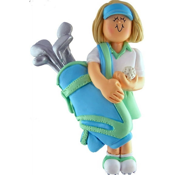 Golfer Female Blonde Personalized  Christmas Ornament DO-IT-YOURSELF