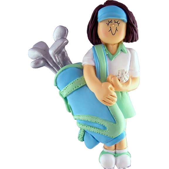 Golfer Female Brown Personalized  Christmas Ornament DO-IT-YOURSELF