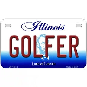 Golfer Illinois Metal Novelty License Plate 7" x 4" Motorcycle (MP)