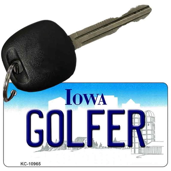 Golfer Iowa State License Plate Tag Novelty Key Chain KC-10965 3" x 1.5" Key Chain (KC)