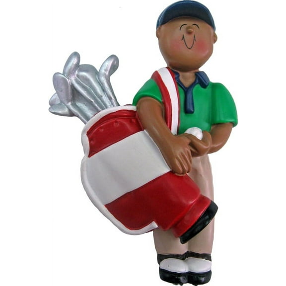 Golfer Male African-American Personalized  Christmas Ornament DO-IT-YOURSELF