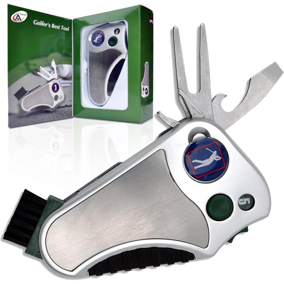 Golfer's Best Tool 6-in-1 Golf Multitool | Fathers Day Gift | Stroke Counter, Divot Repair, Brush, Ball Marker, Cleat Tightener, Club Cleaner | Compact Golf Gift & Souvenir