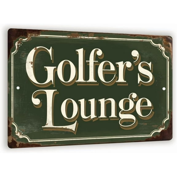 Golfer's Lounge Vintage Metal Sign Rustic Golf Wall Decor For Home Bar, Clubhouse, Or Man Cave Green Distressed Golf Sign 8x12