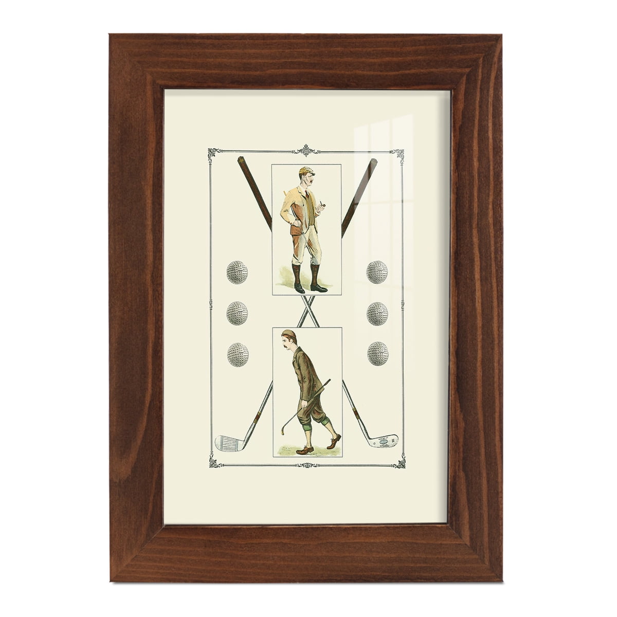 Golfers: H. Hutchinson & John Ball -Framed Print w/glass-Chestnut