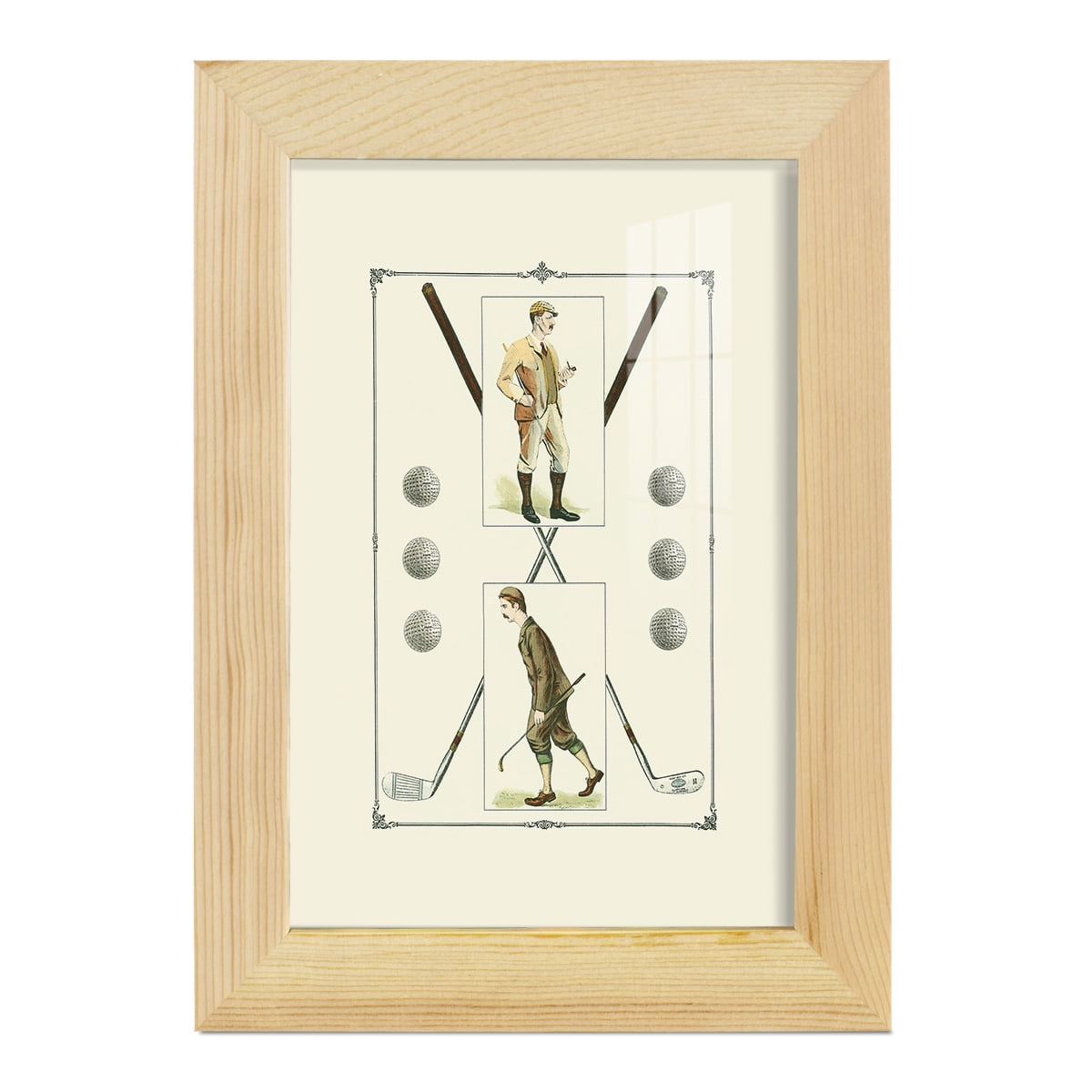 Golfers: H. Hutchinson & John Ball -Framed Print w/glass-Natural Wood