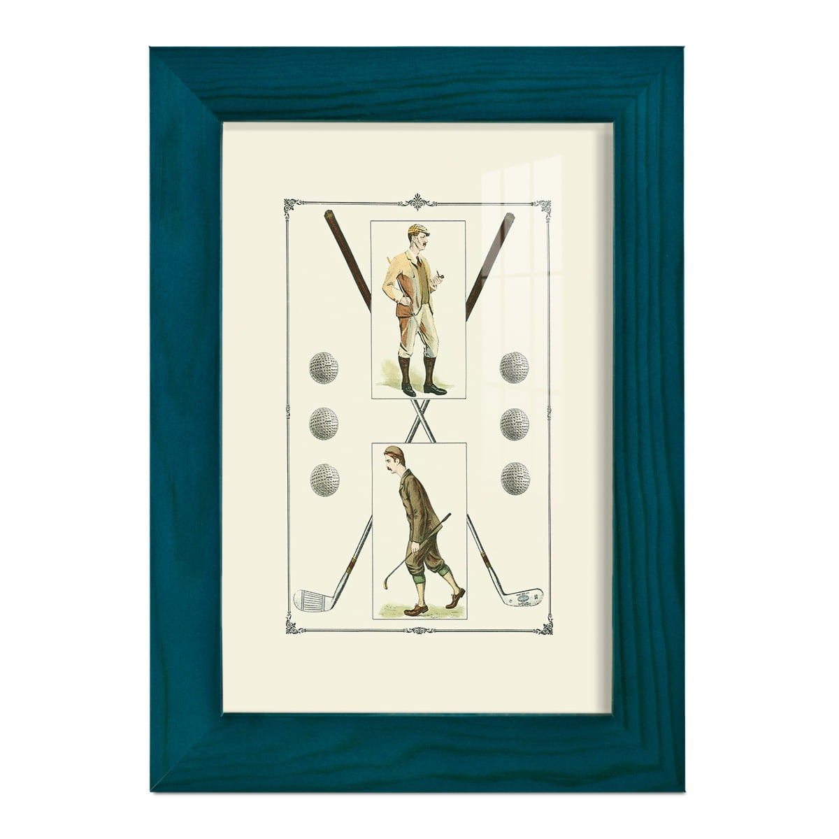 Golfers: H. Hutchinson & John Ball -Framed Print w/glass-Ocean Blue