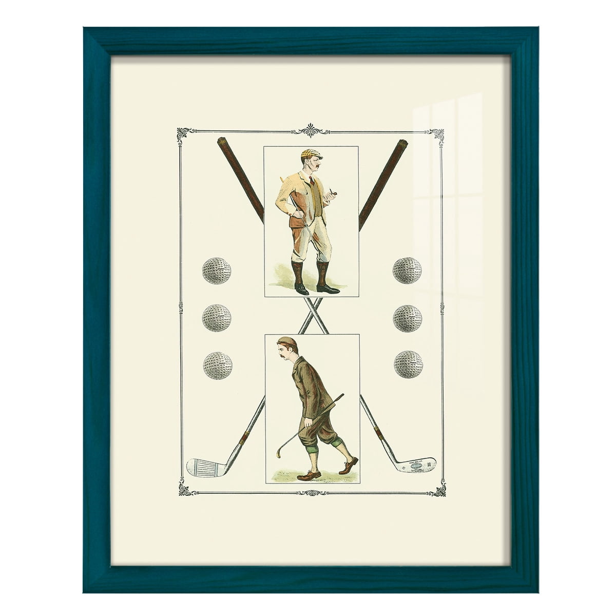 Golfers: H. Hutchinson & John Ball -Framed Print w/glass-Ocean Blue