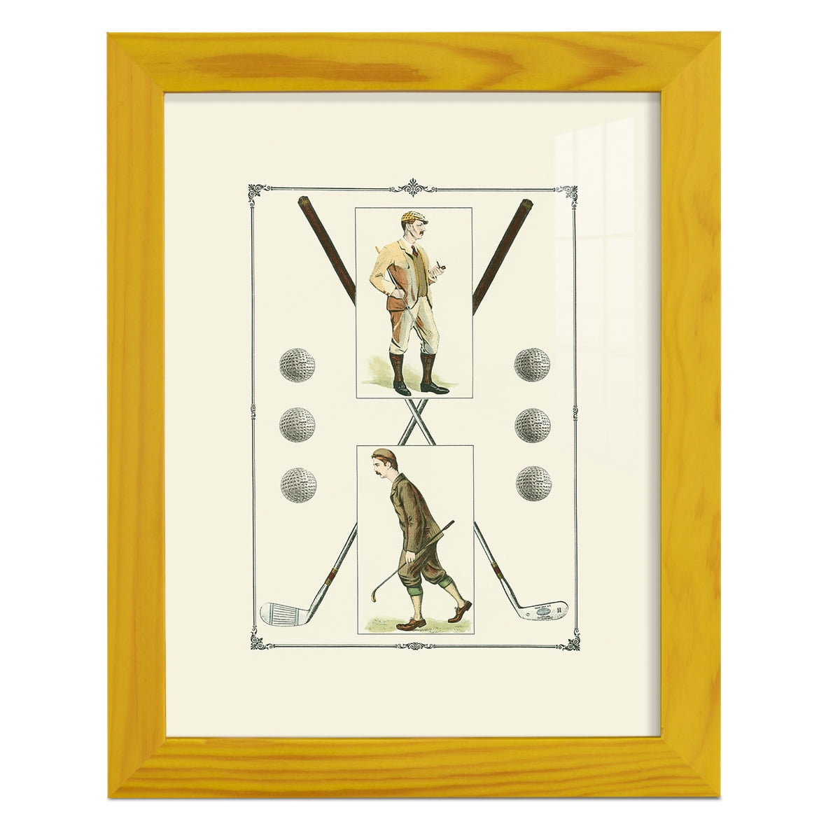 Golfers: H. Hutchinson & John Ball -Framed Print w/glass-Sunflower Yellow