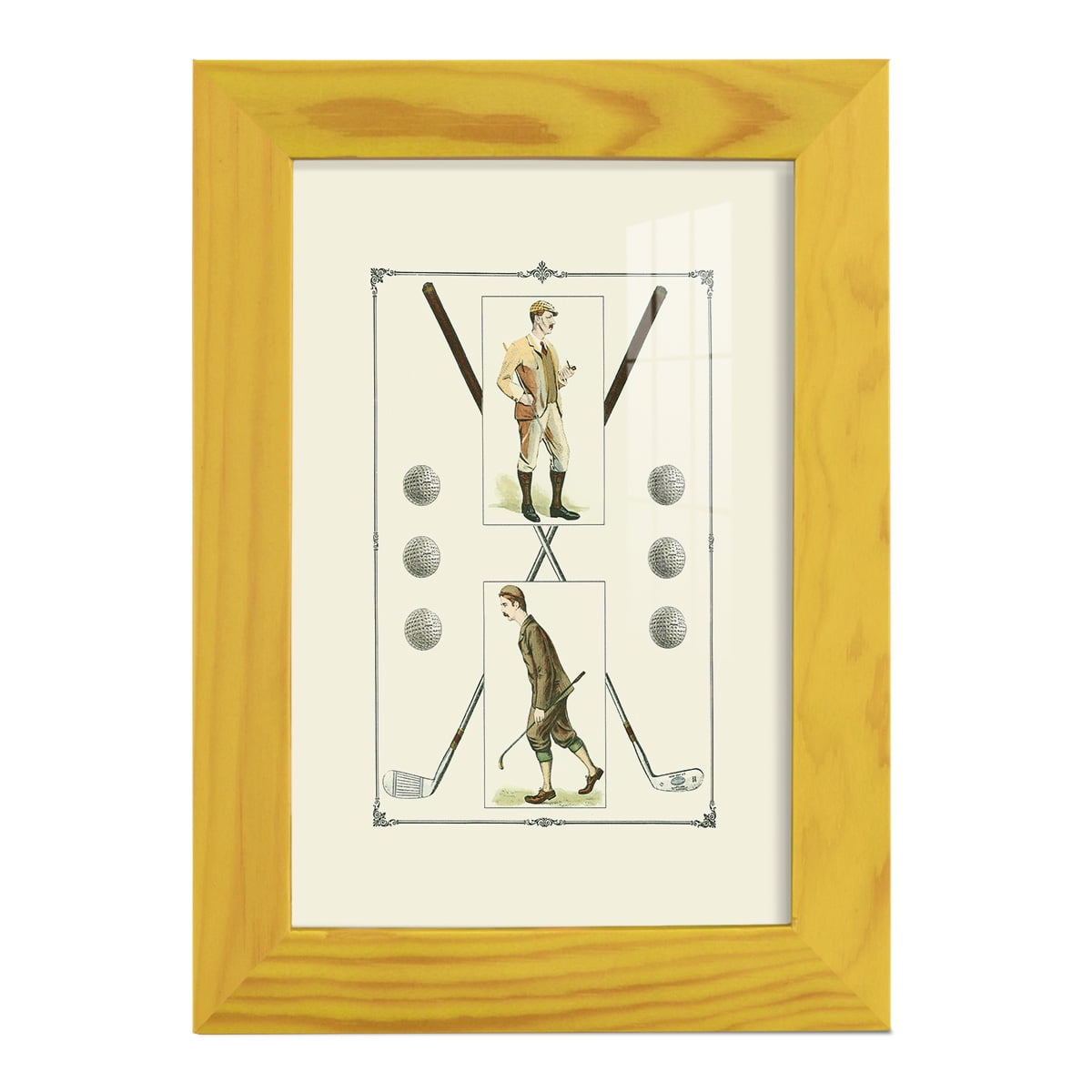 Golfers: H. Hutchinson & John Ball -Framed Print w/glass-Sunflower Yellow