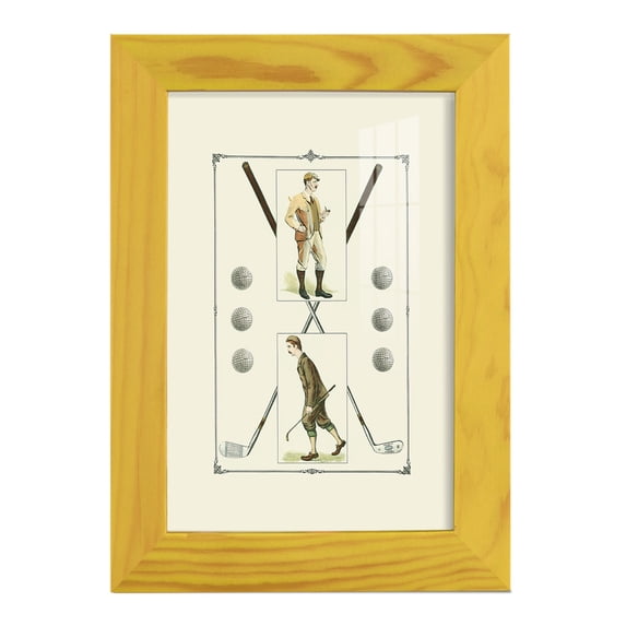 Golfers: H. Hutchinson & John Ball -Framed Print w/glass-Sunflower Yellow