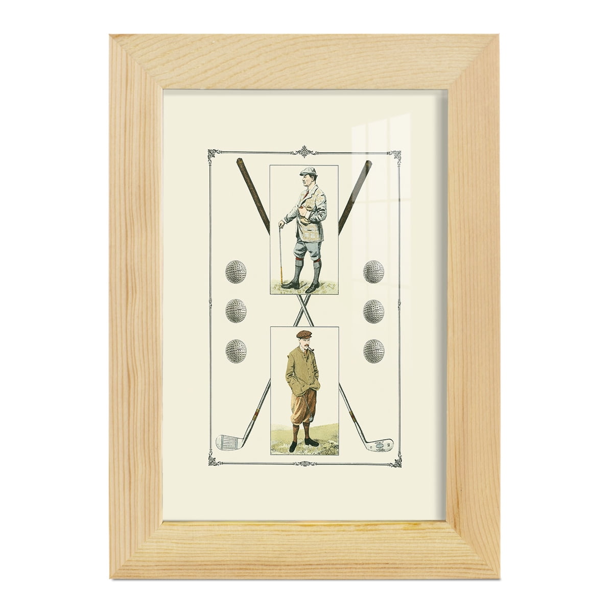 Golfers: John Henry & R. Maxwell -Framed Print w/glass-Natural Wood