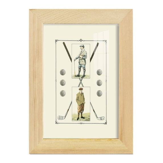 Golfers: John Henry & R. Maxwell -Framed Print w/glass-Natural Wood