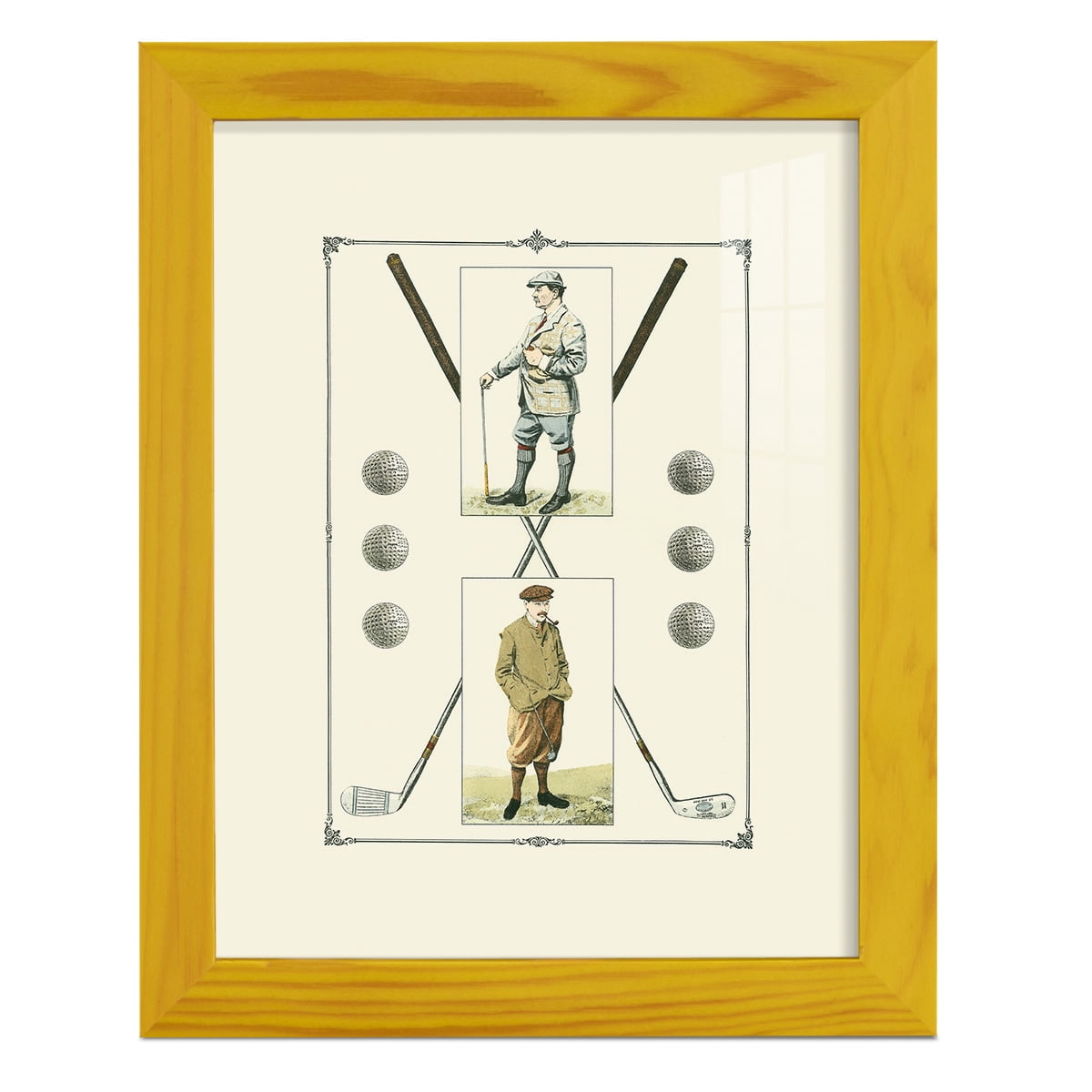 Golfers: John Henry & R. Maxwell -Framed Print w/glass-Sunflower Yellow