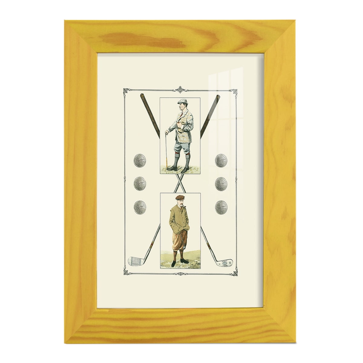 Golfers: John Henry & R. Maxwell -Framed Print w/glass-Sunflower Yellow