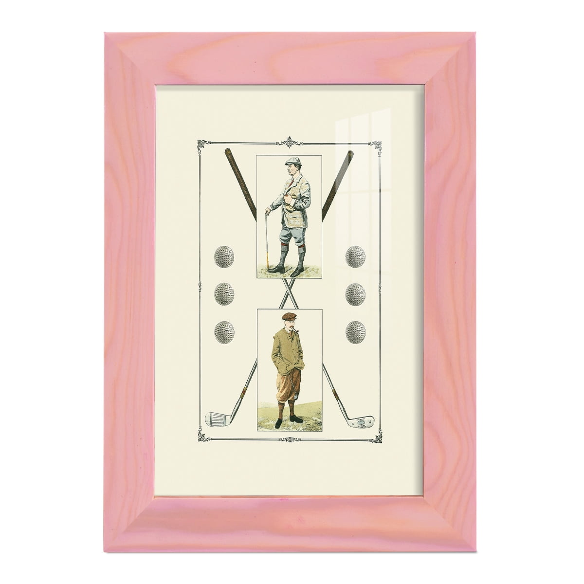 Golfers: John Henry & R. Maxwell -Framed Print w/glass-Sunset Pink