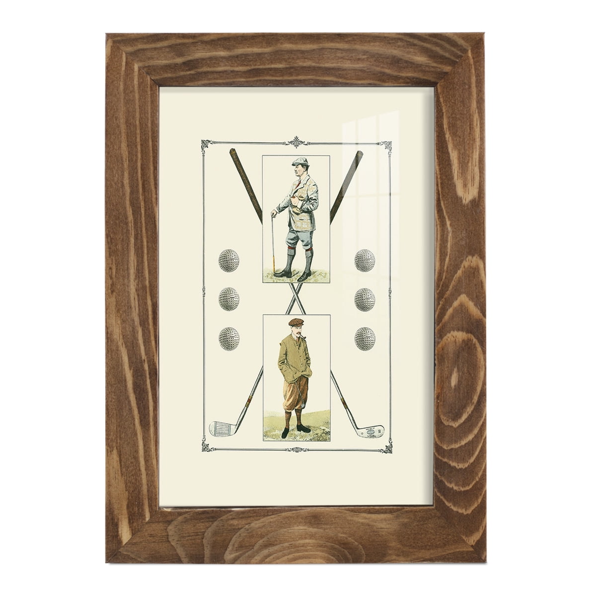 Golfers: John Henry & R. Maxwell -Framed Print w/glass-Walnut
