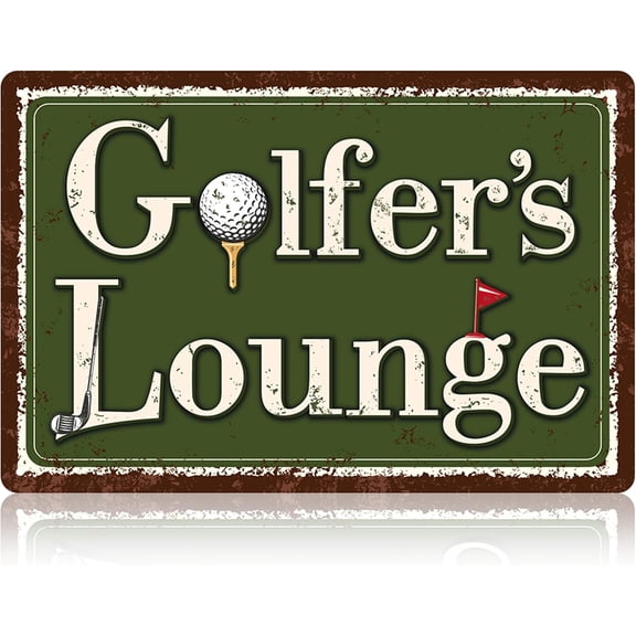 Golfers Lounge Metal Sign, 30x20cm/12x8in Tinplate Vintage Golf Lounge Wall Art Decor Accessories Supplies with Safer Rounded Corners and Pinholes for Club Room Home Bar Clubhouse or Man Cave