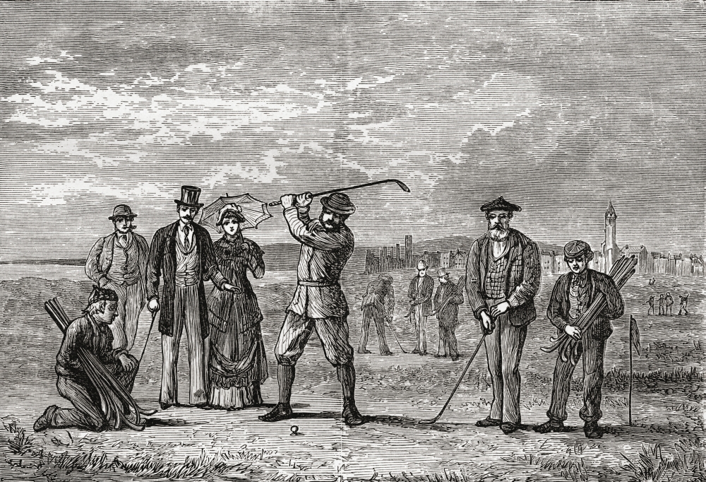 Golfers On St Andrews Links In The Town Of St Andrews Fife Scotland In The Late 19Th Century From Our Own Country Published 1898 Canvas Art - Ken Welsh Design Pics (17 x 12)
